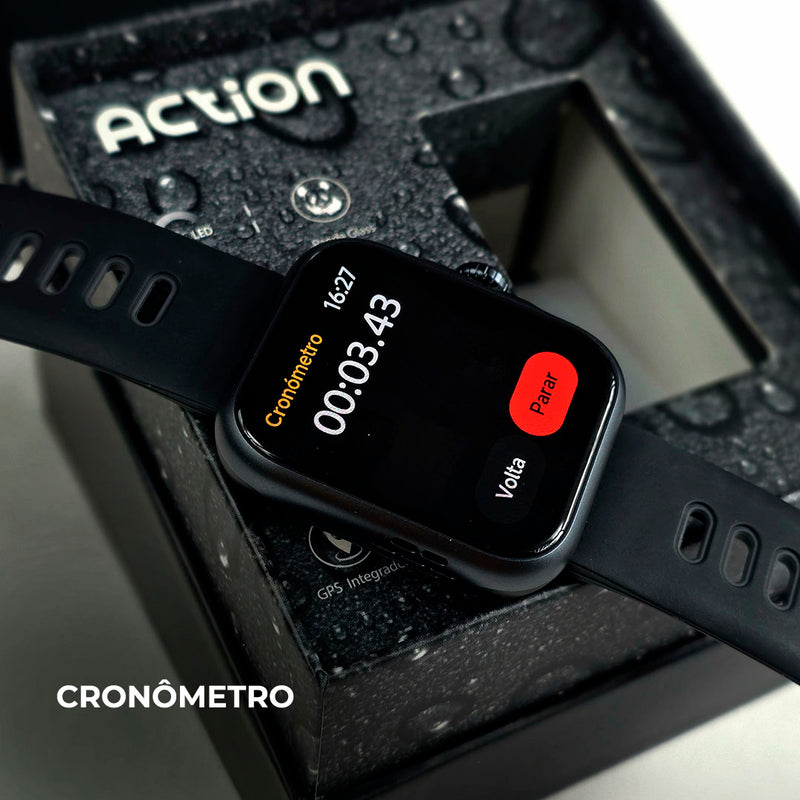 SmartWatch Action À Prova D'água 3 ATM Alexa e GPS Integrado + PULSEIRA GRÁTIS