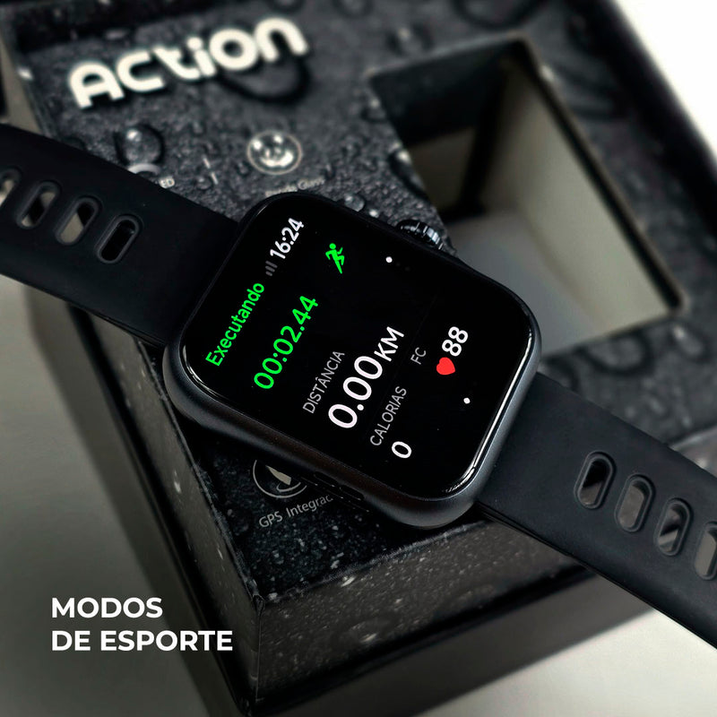 SmartWatch Action À Prova D'água 3 ATM Alexa e GPS Integrado + PULSEIRA GRÁTIS