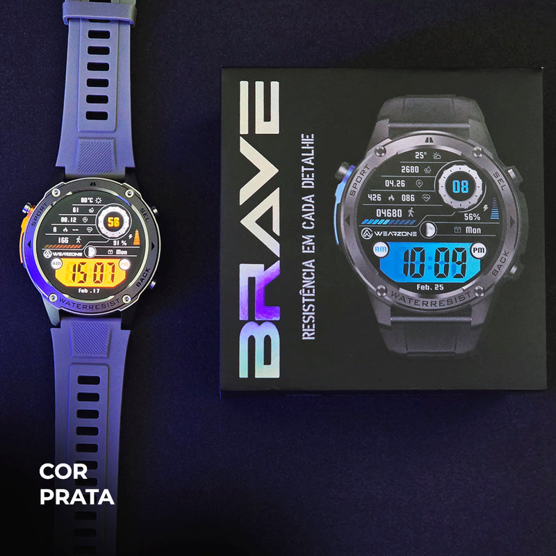 SmartWatch Brave  GPS  5ATM Aprova de água do mar  Resistência IP69k + PULSEIRA GRÁTIS