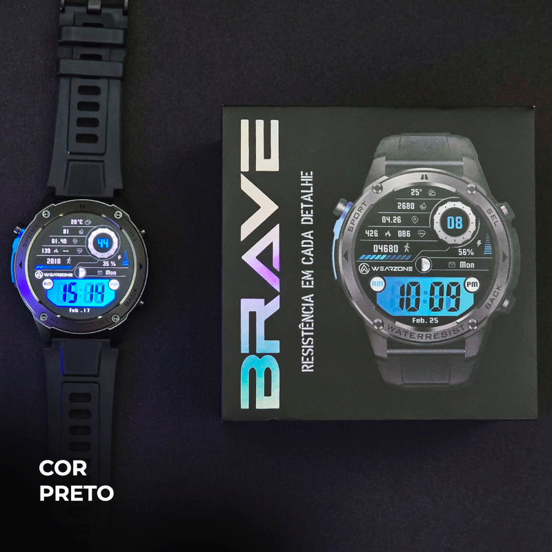 SmartWatch Brave  GPS  5ATM Aprova de água do mar  Resistência IP69k + PULSEIRA GRÁTIS