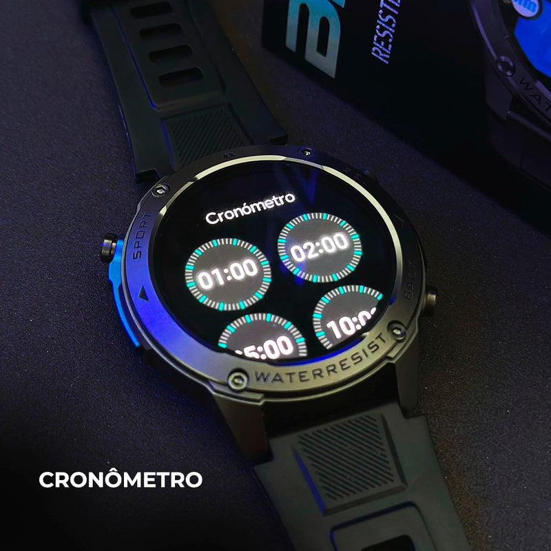 SmartWatch Brave  GPS  5ATM Aprova de água do mar  Resistência IP69k + PULSEIRA GRÁTIS