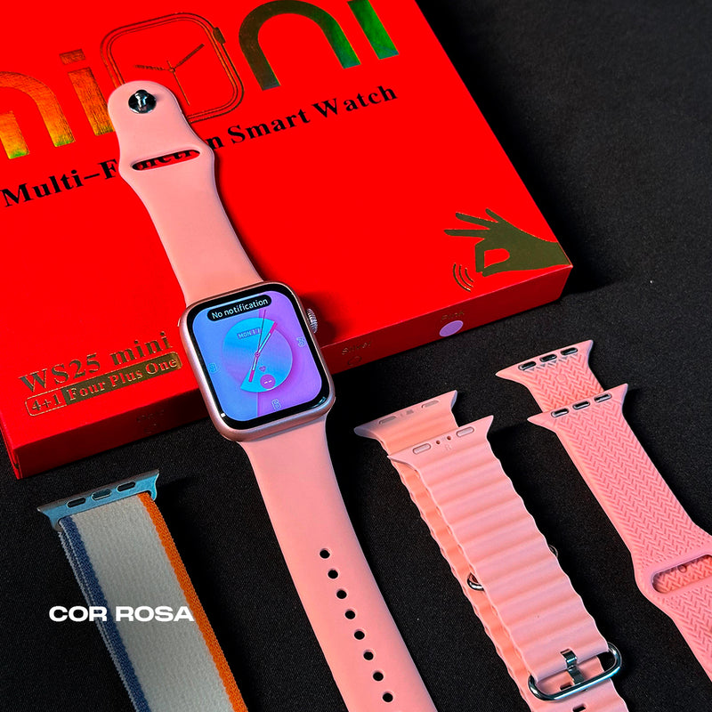 Smartwatch WS25 Mini + Kit com 4 Pulseiras GRÁTIS