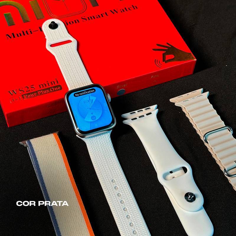 Smartwatch WS25 Mini + Kit com 4 Pulseiras GRÁTIS
