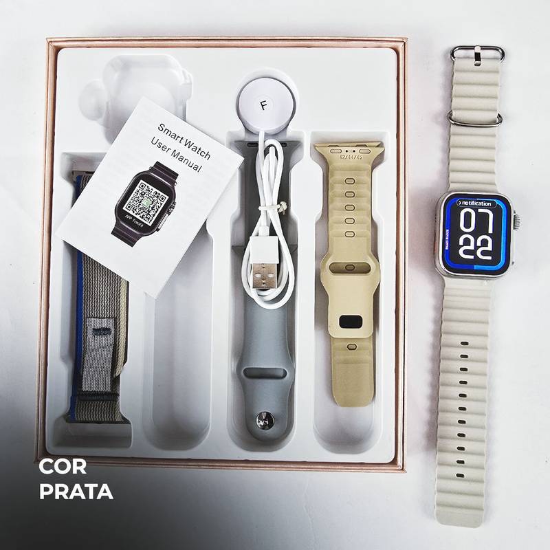 Smartwatch WS26 Dual Touch + Kit com 4 Pulseiras GRÁTIS