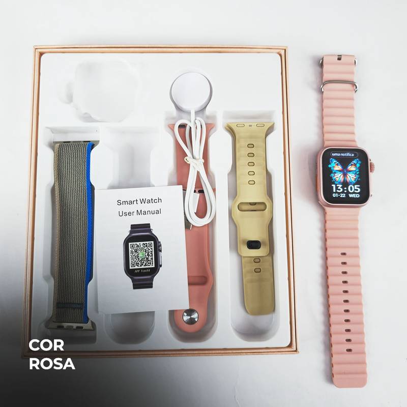 Smartwatch WS26 Dual Touch + Kit com 4 Pulseiras GRÁTIS