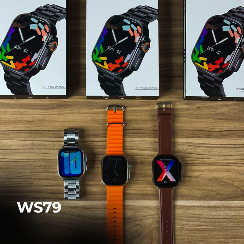 Smartwatch WS-79 Ultra 2 + Kit com 3 Pulseiras GRÁTIS